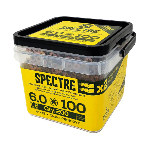 6.0x100mm Countersunk Pozidriv Multi-Purpose Screws x200 Tub (Spectre)