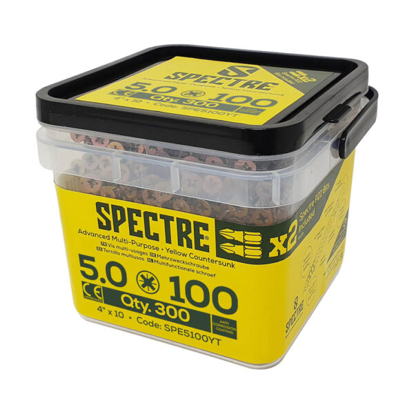 5.0x100mm Countersunk Pozidriv Multi-Purpose Screws x300 Tub - (Spectre)
